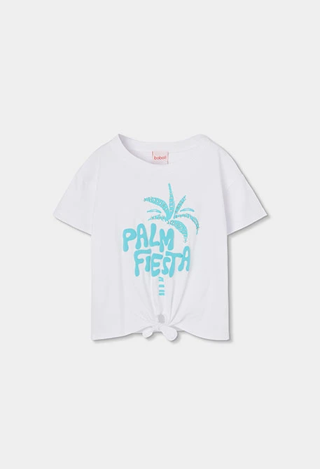 Mädchen T-Shirt aus weißer Baumwolle mit kurzen Ärmeln