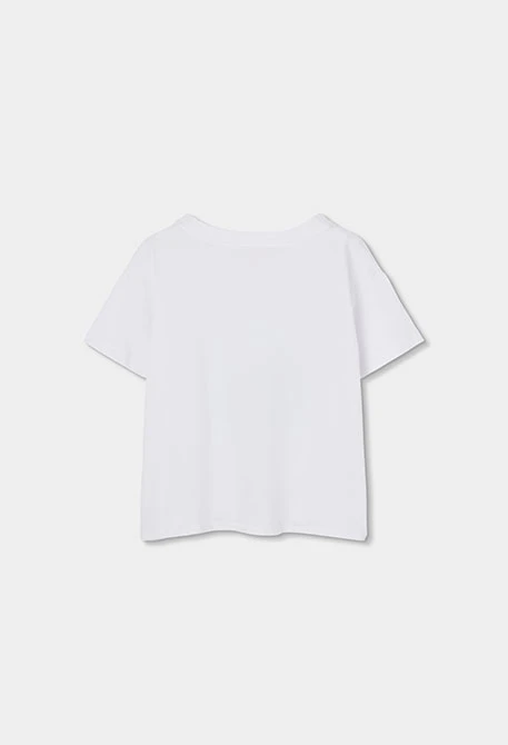 Mädchen T-Shirt aus weißer Baumwolle mit kurzen Ärmeln