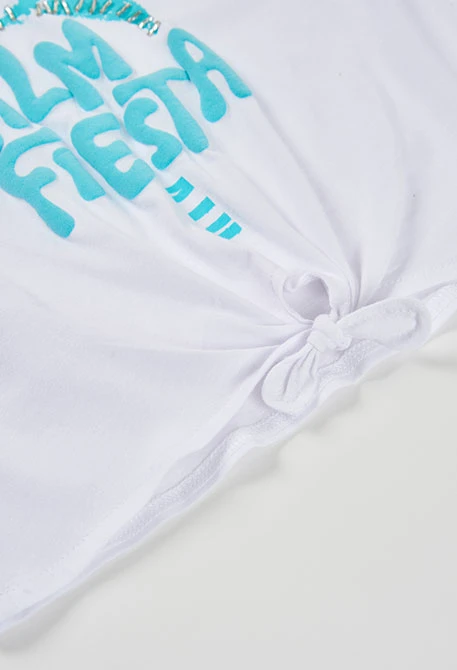 Camisola menina manga curta algodão branco