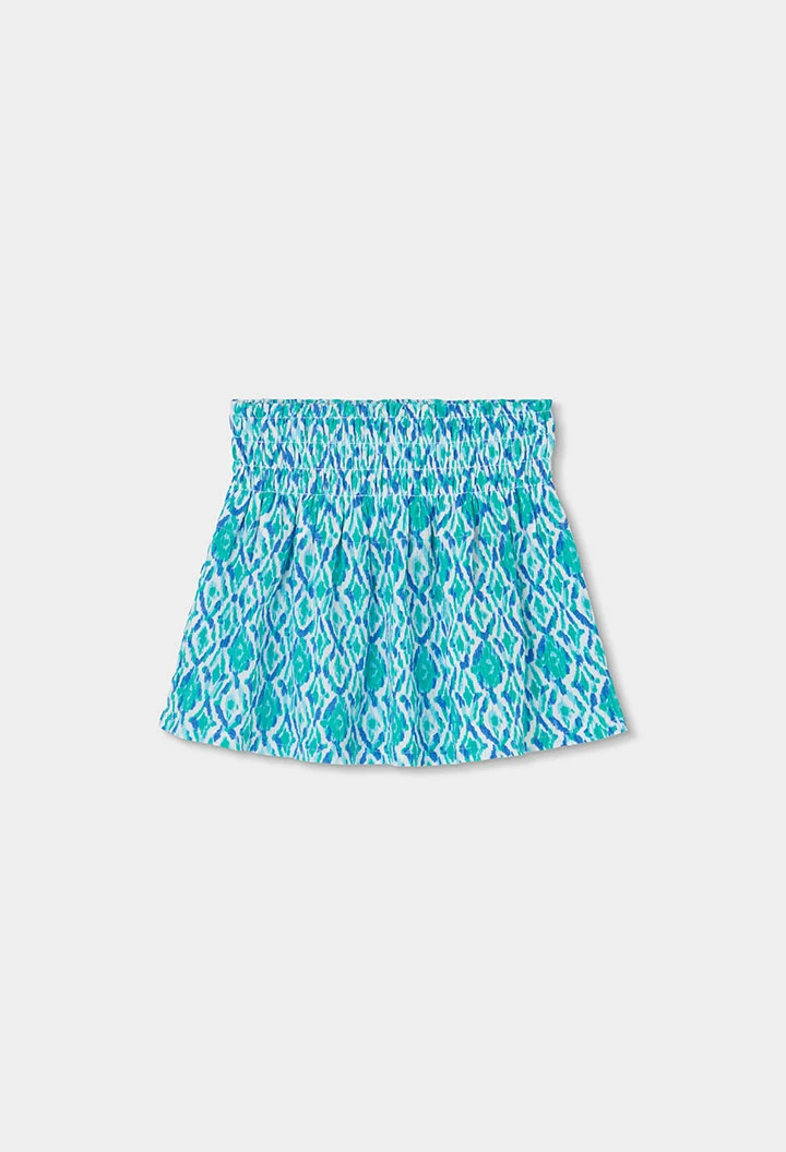Saia azul estampada
