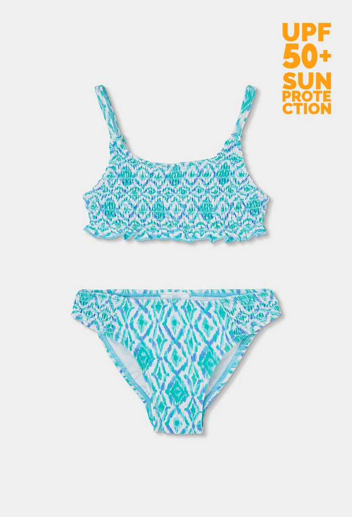 Blue patterned bikini UPF50+