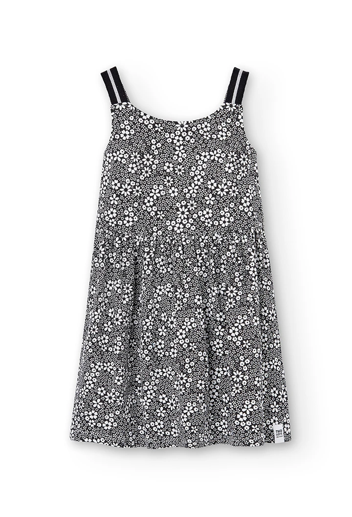 Vestido malha elástico floral para menina