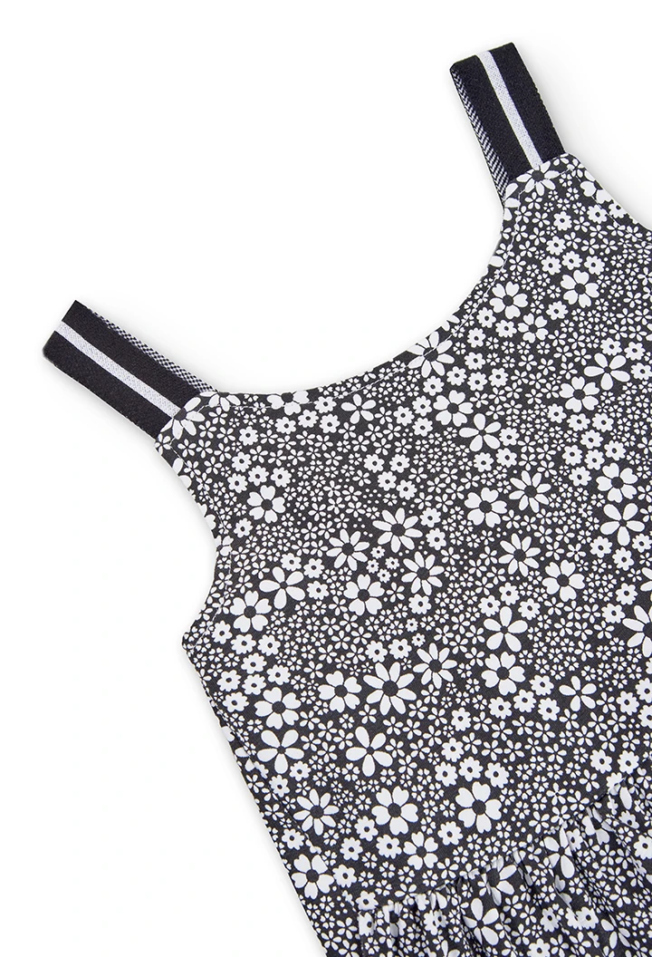 Vestido punto elástico flores de niña