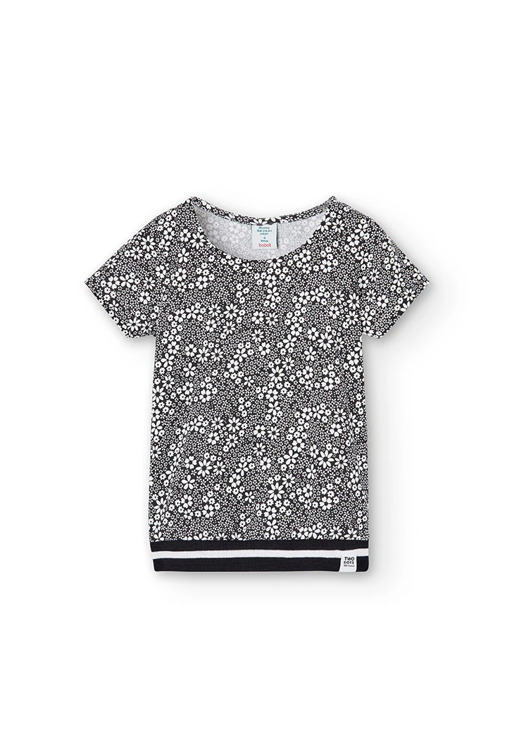 Camiseta malha floral para menina