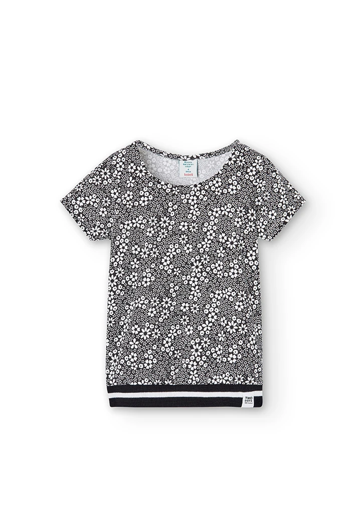 Camiseta punto flores de niña