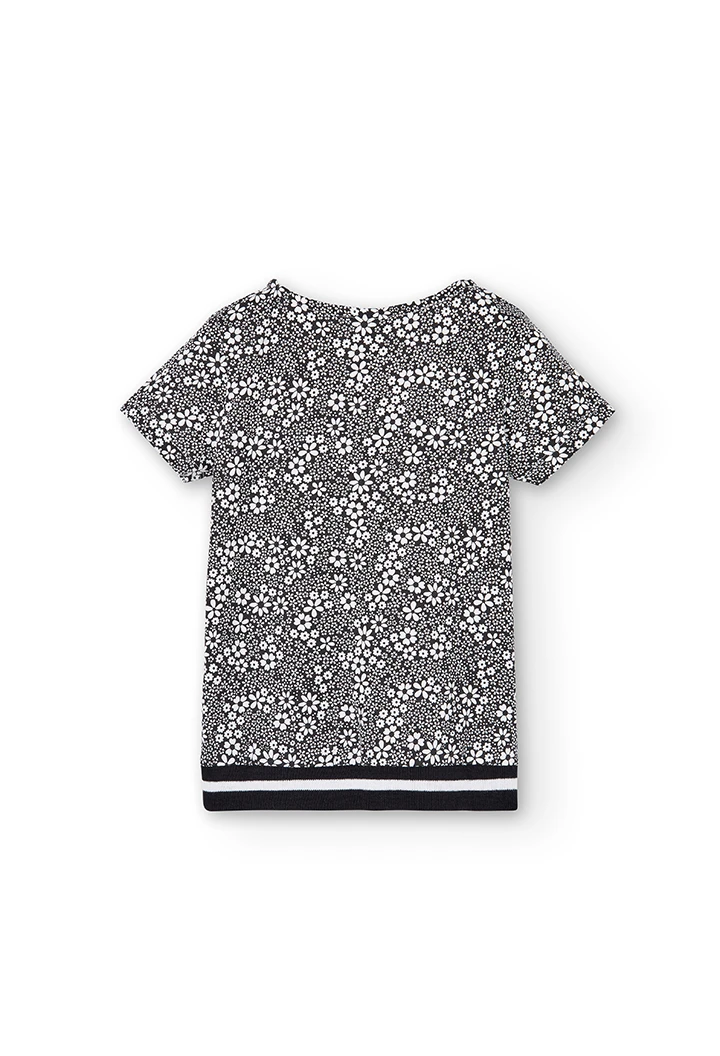 T-Shirt tricot fleurs pour fille