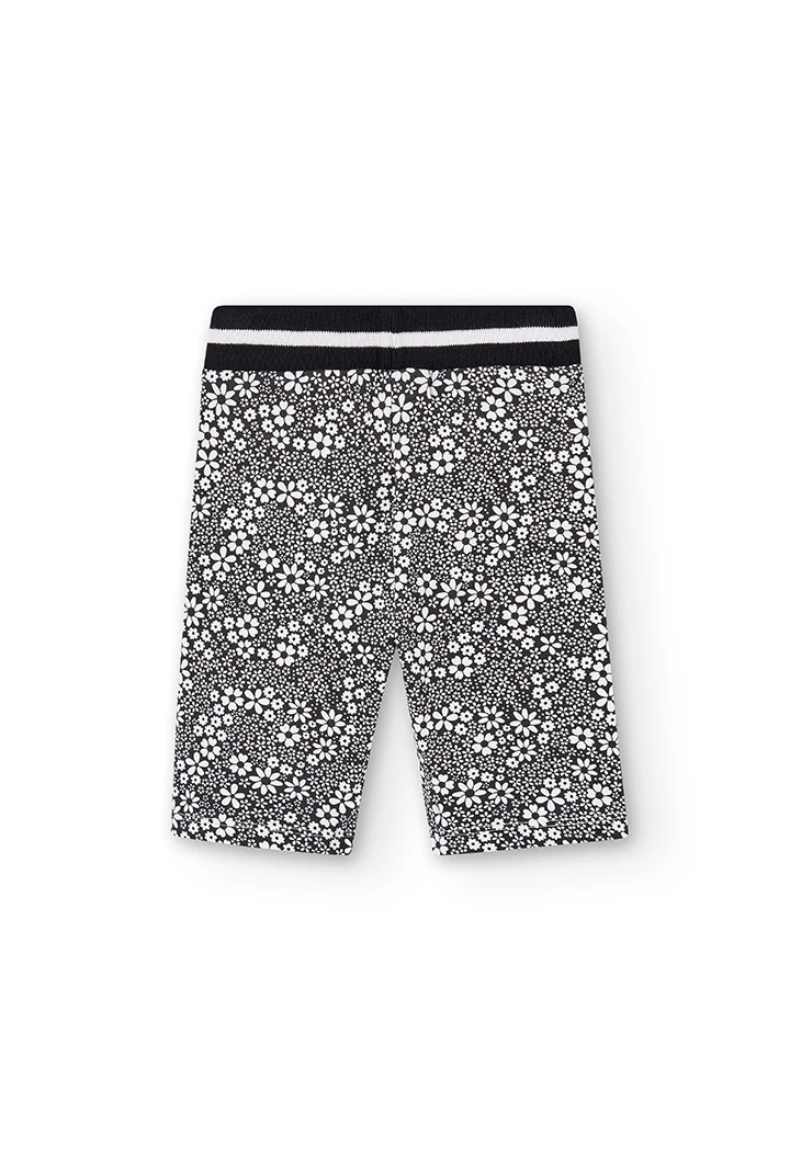 Leggings punto elástico "flores" de niña