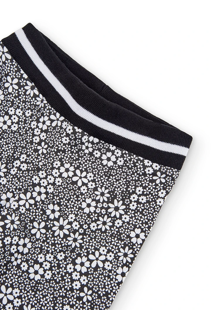 Leggings malha elástica "floral" para menina