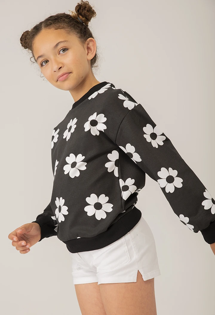 Fleece sweatshirt "floral" for girl