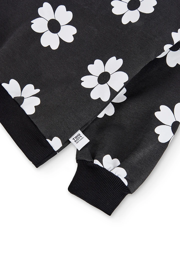 Fleece sweatshirt "floral" for girl