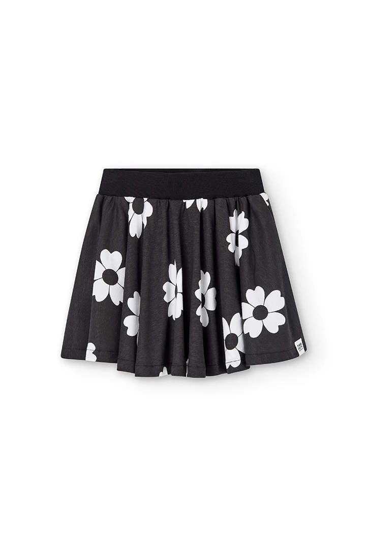 Saia malha floral para menina