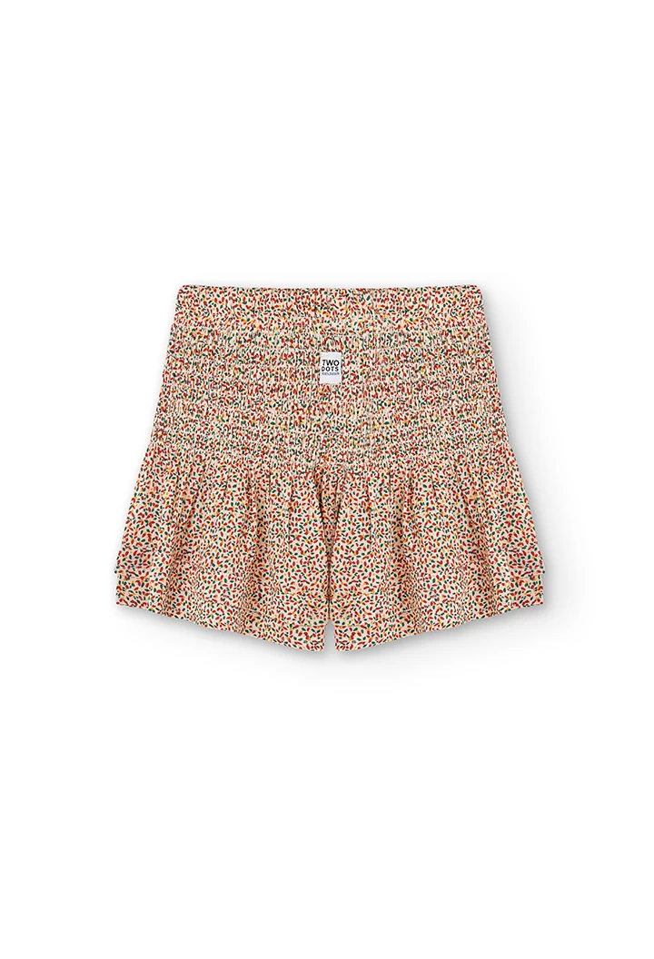 Bermudashort bambula "blätter" für mädchen