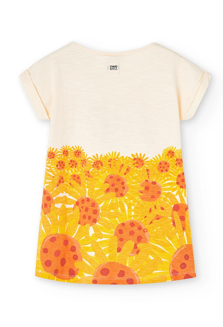 Vestido punto flamé estampado "sunflowers" de niña