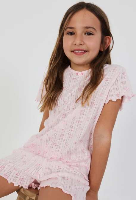 Pijama menina rosa estampado