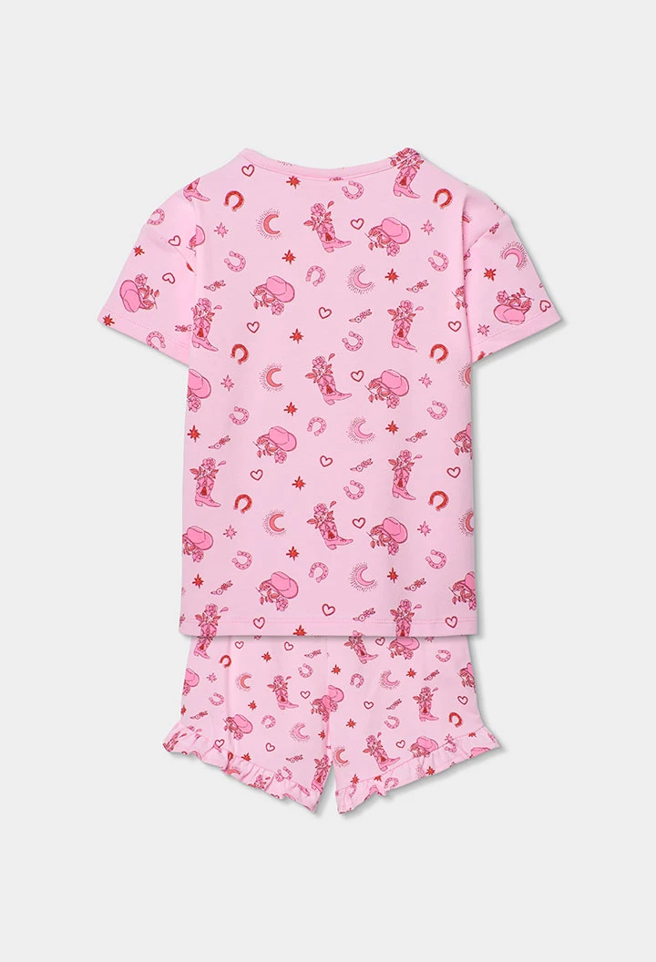 Pink cotton printed girl?s pyjamas