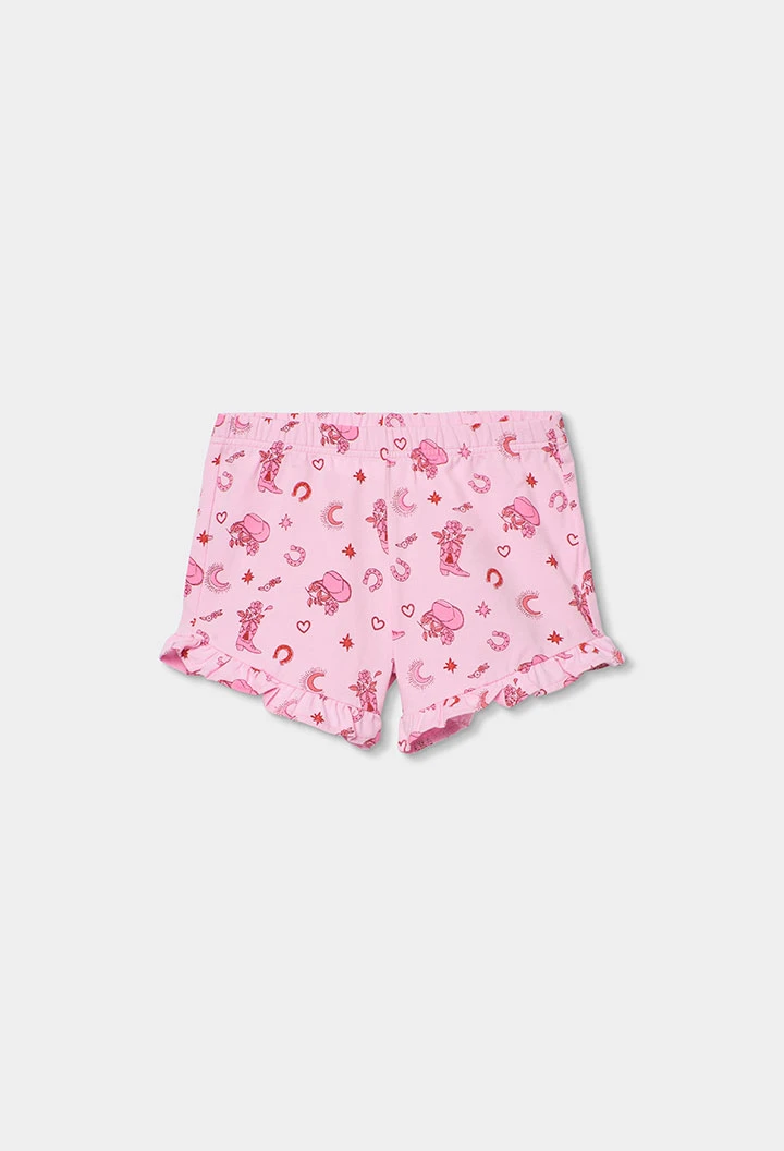 Pigiama bambina cotone rosa stampato