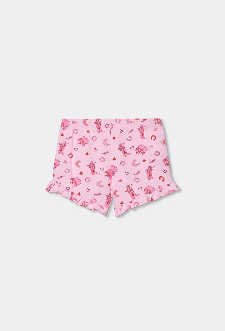 Pigiama bambina cotone rosa stampato