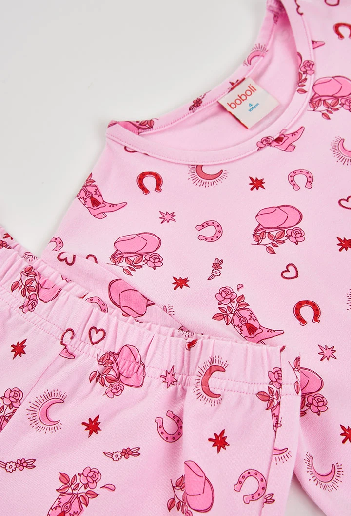 Pijama nena cotó rosa estampat