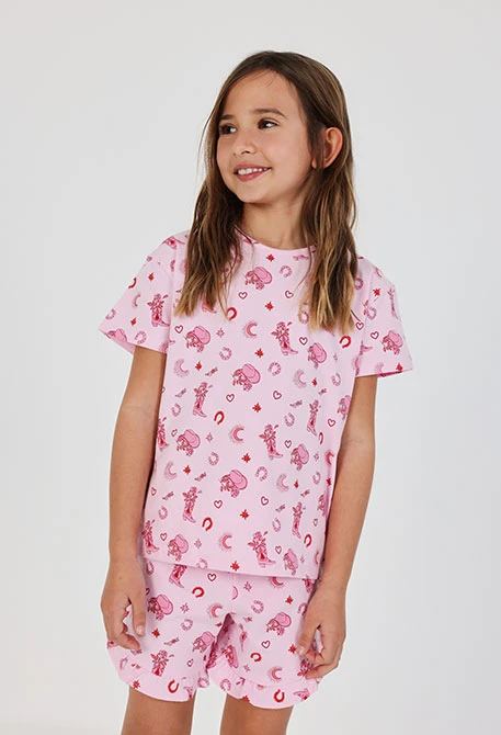 Pijama nena cotó rosa estampat