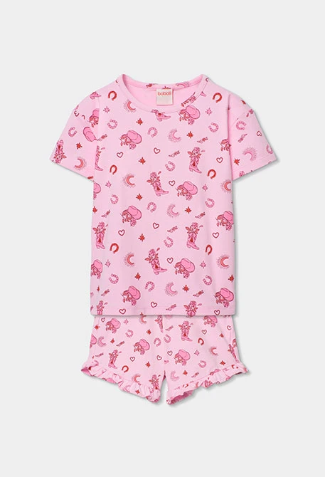 Pijama niña algodón rosa estampado