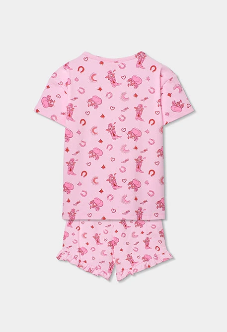Pijama menina algodão rosa estampado