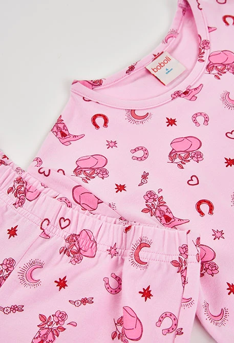 Pyjama fille coton rose imprimé