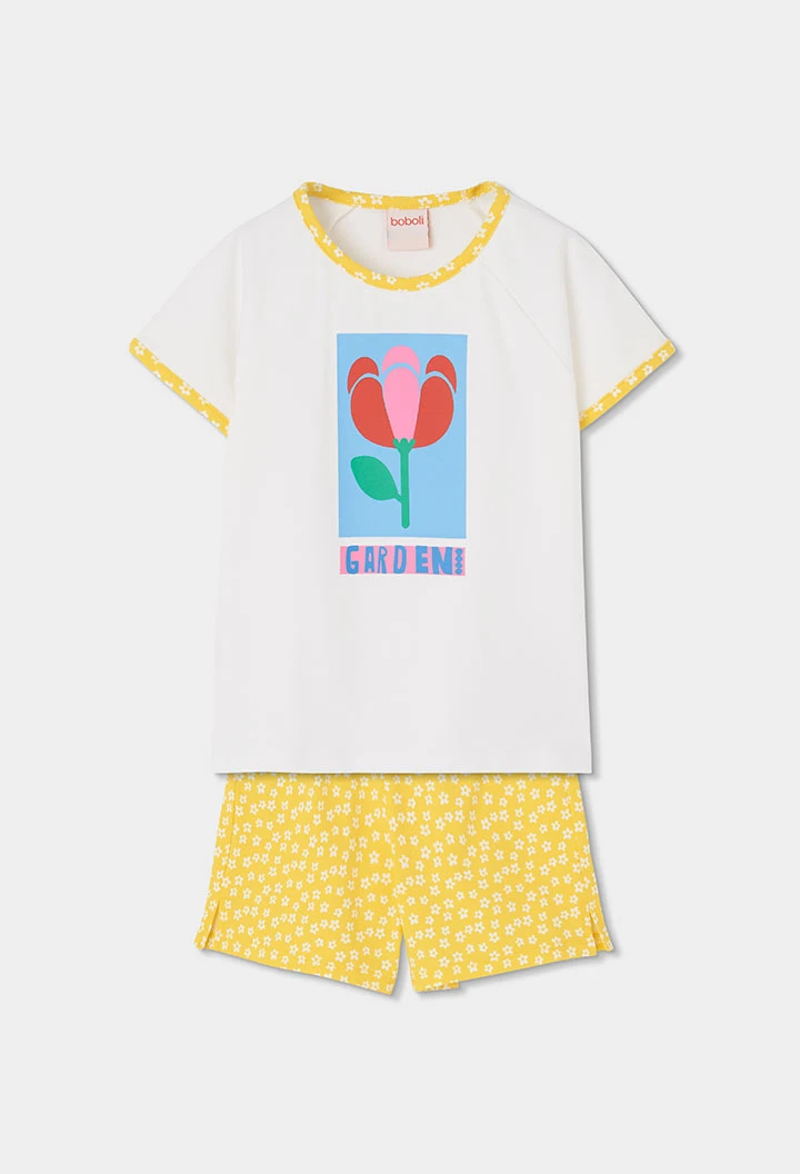 Pijama nena màniga curta cotó blanc