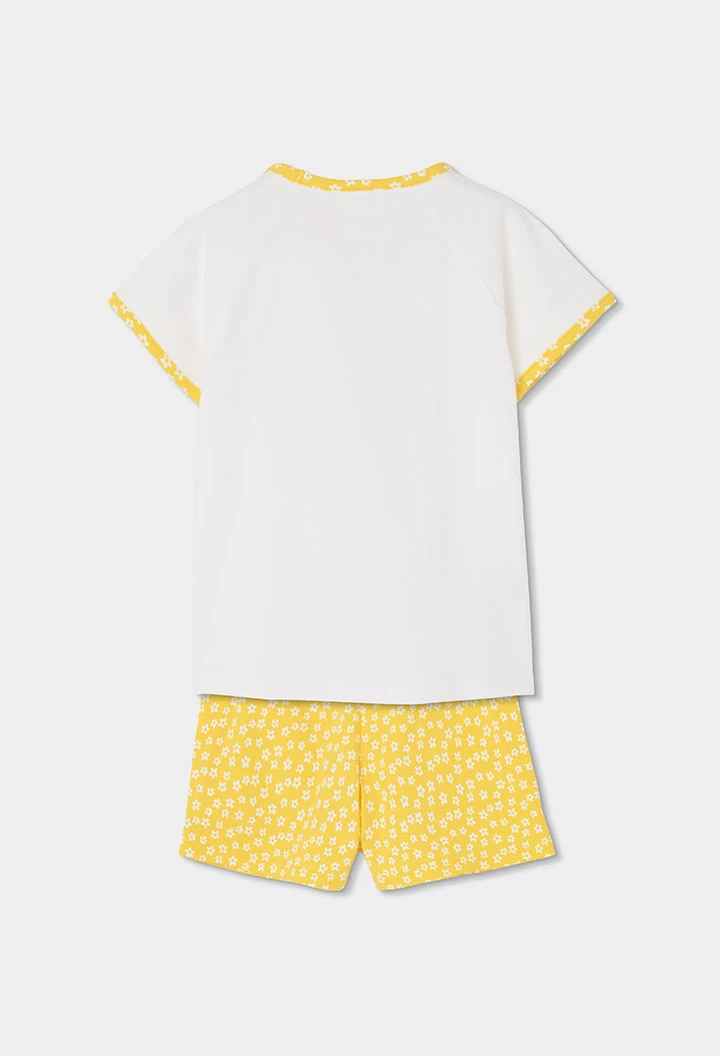 Pijama menina manga curta algodão branco