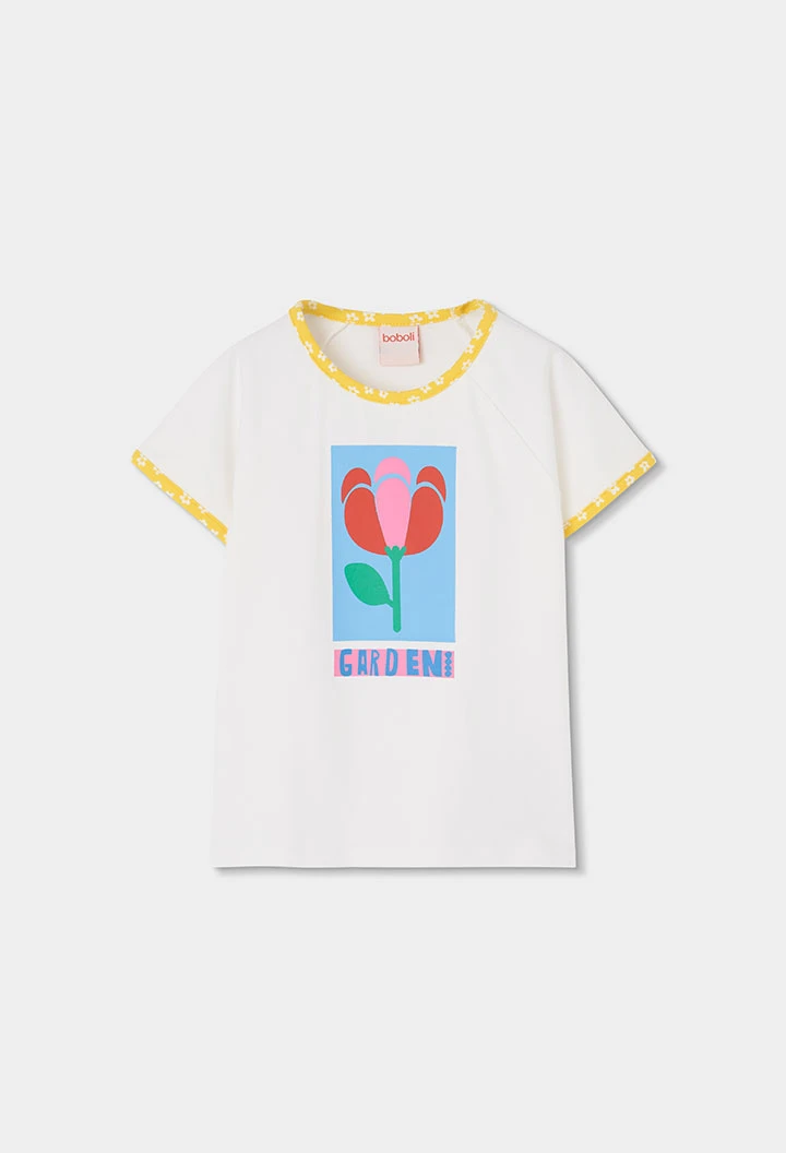 Girls? short-sleeved white cotton pyjamas