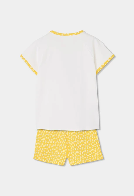 Pijama menina manga curta algodão branco