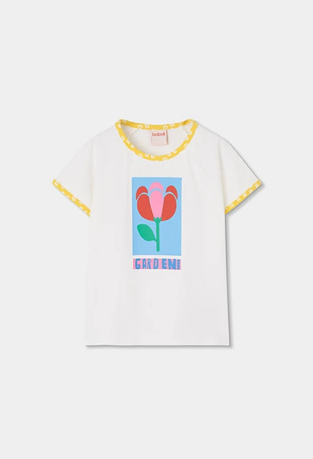 Pijama menina manga curta algodão branco