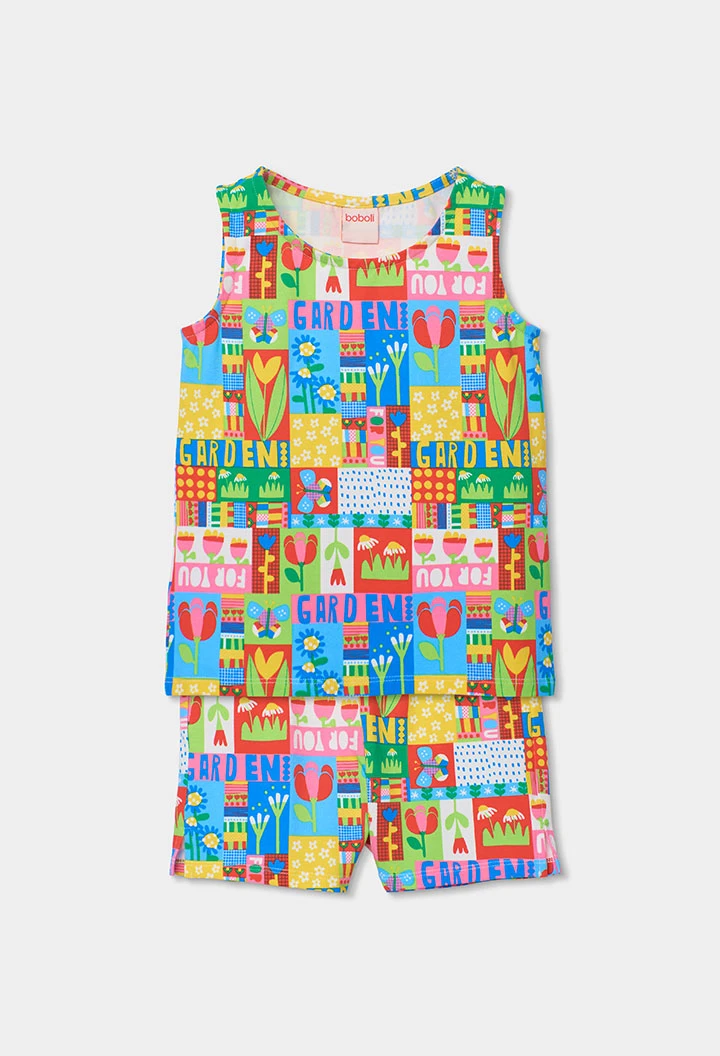 Pijama menina algodão estampado