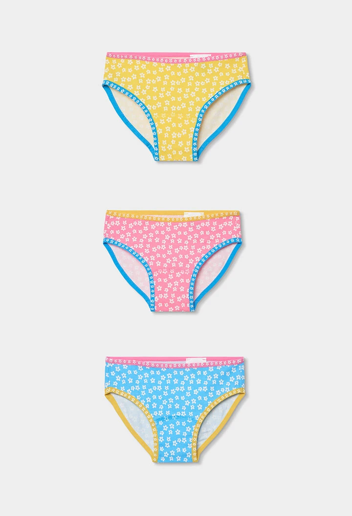 Pack de 3 culottes en coton imprimé fleurs