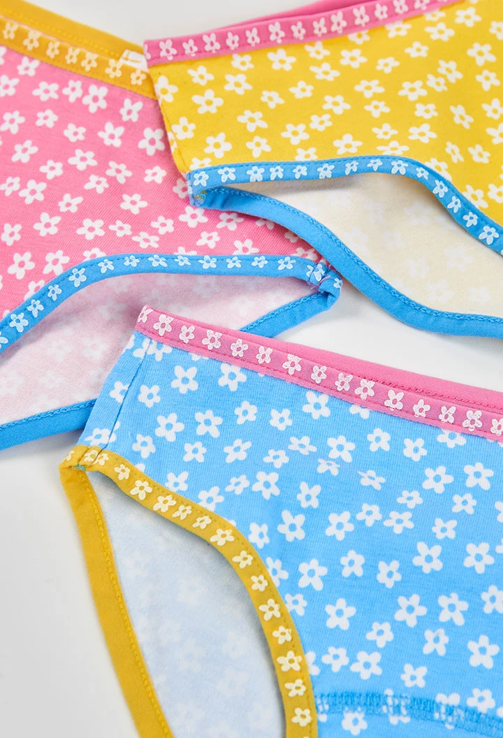 Pack 3 cuecas de algodão estampado flores