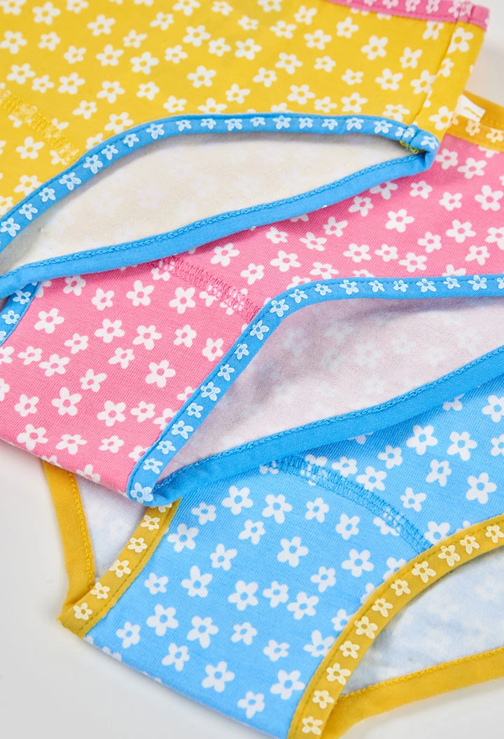 Pack 3 cuecas de algodão estampado flores