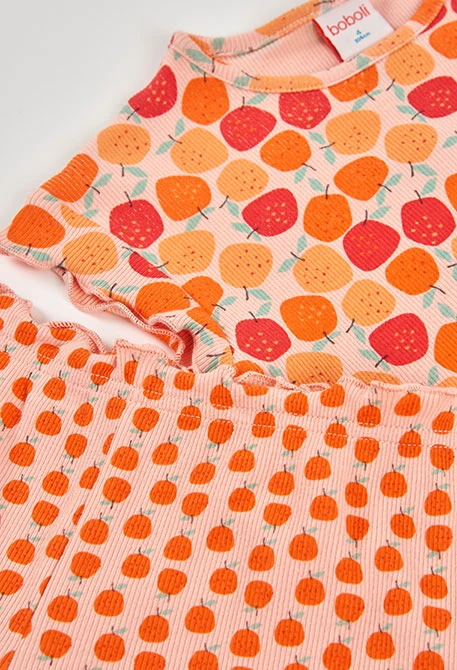 Pijama de menina de algodão estampado