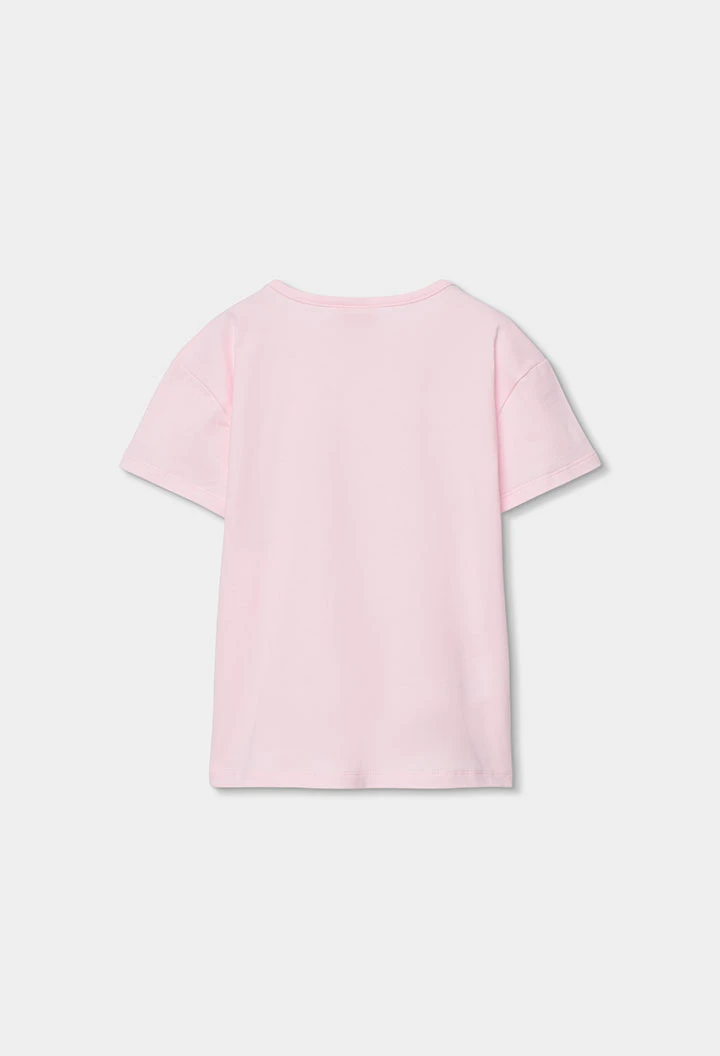Pigiama bambina cotone rosa a righe nere