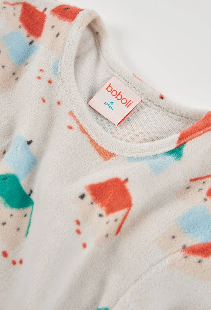 Pyjama molleton fille imprimé maisons multicolore