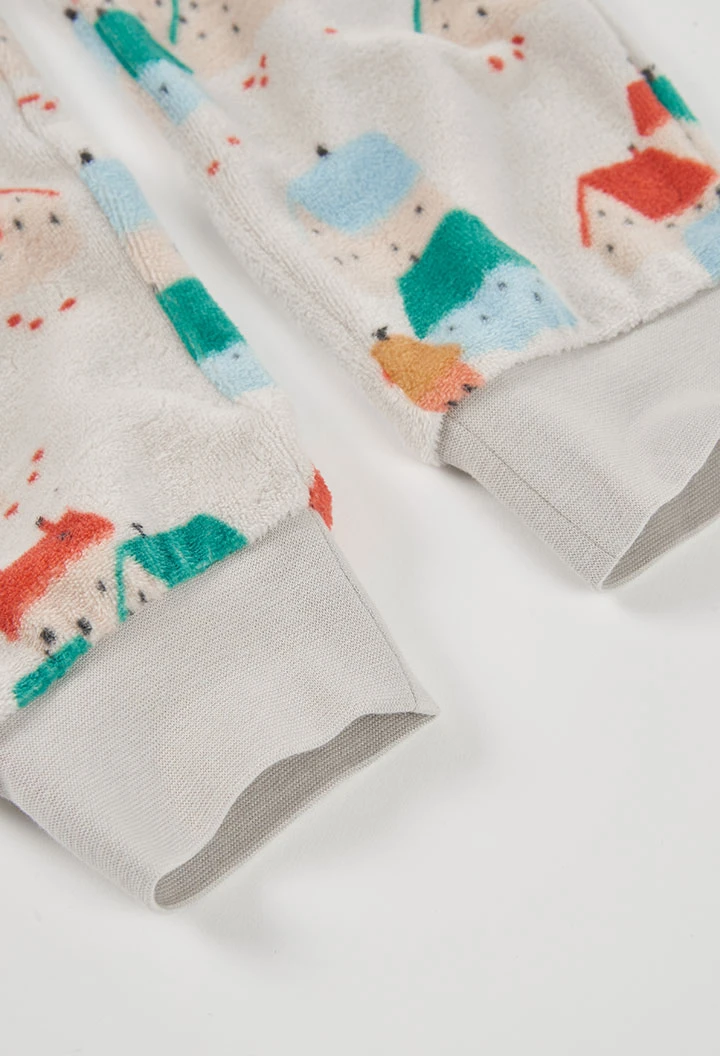 Pyjama molleton fille imprimé maisons multicolore