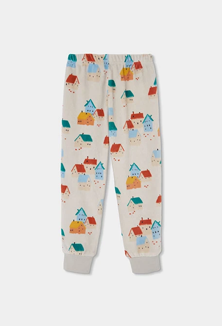 Pyjama molleton fille imprimé maisons multicolore