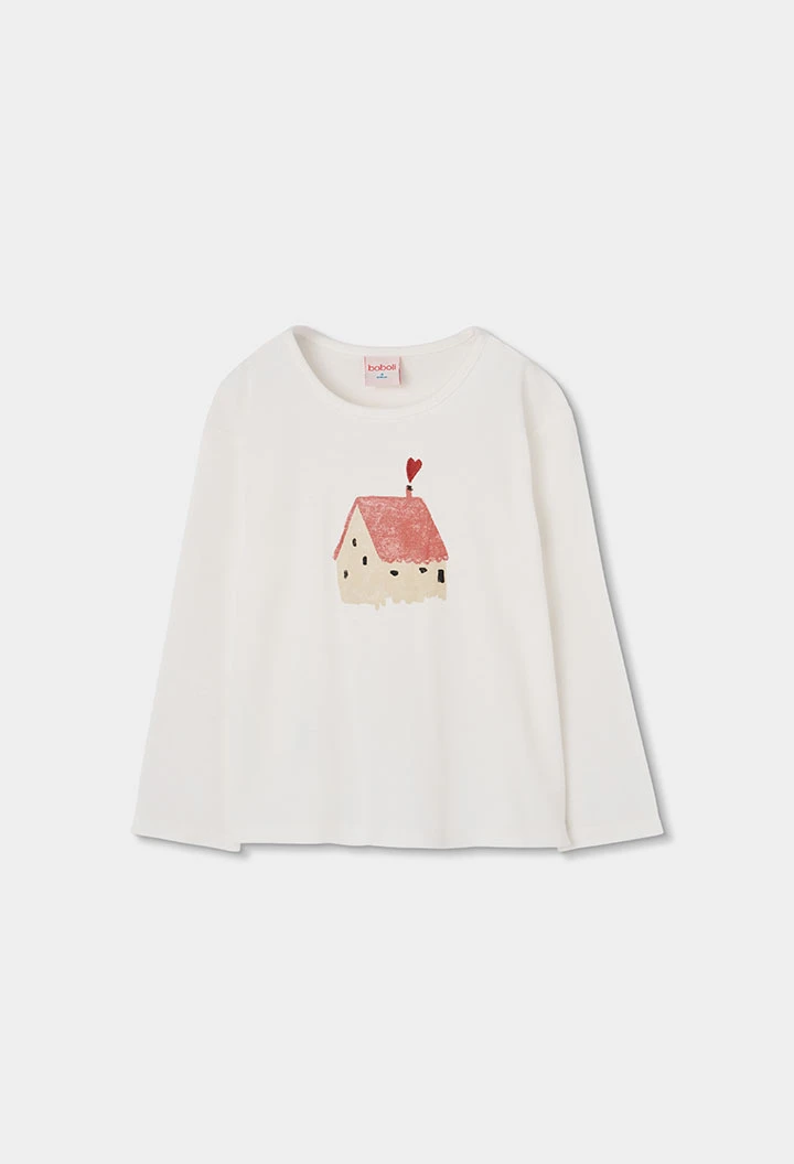 Pyjama fille carreaux rose imprimé maison