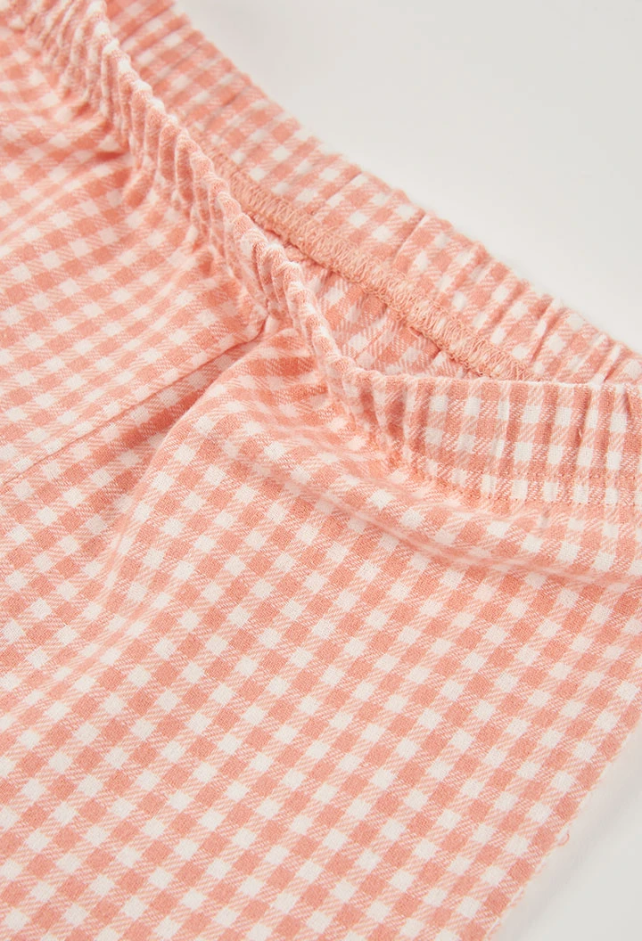 Pyjama fille carreaux rose imprimé maison