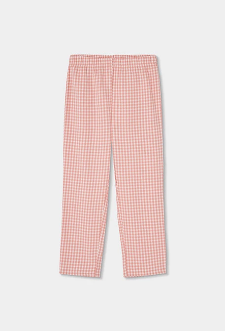 Pijama menina xadrez rosa estampado de casa