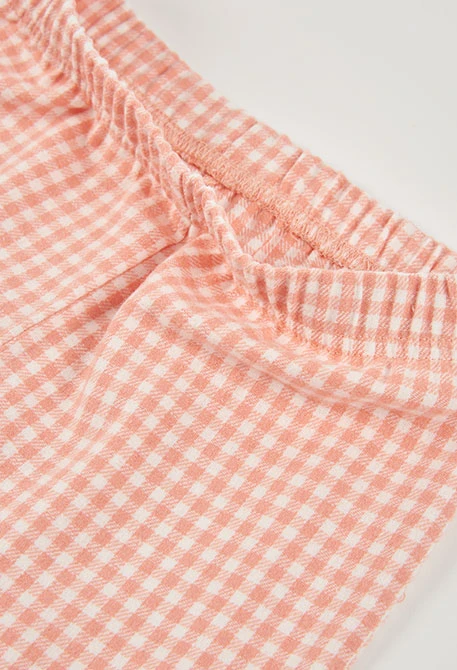Pijama menina xadrez rosa estampado de casa