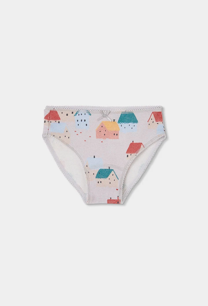 Pack 3 Slips rosa mit Häuschen- und Vichy-Muster