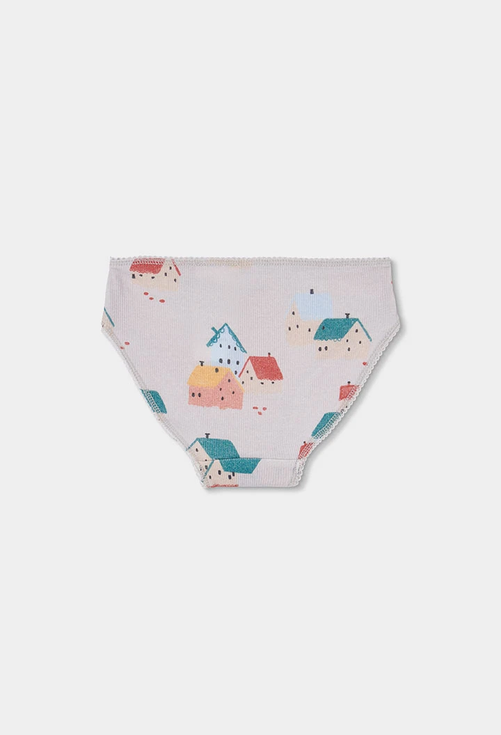 Pack 3 Slips rosa mit Häuschen- und Vichy-Muster