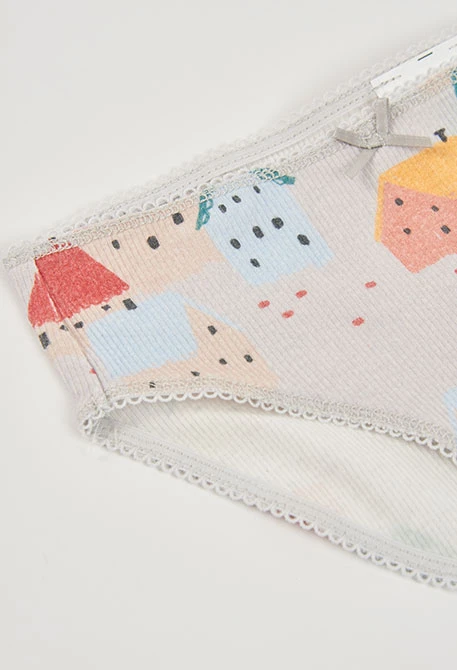Pack 3 bragas rosa estampado casitas y vichy