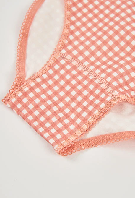 Pack 3 mutandine rosa stampa casette e vichy