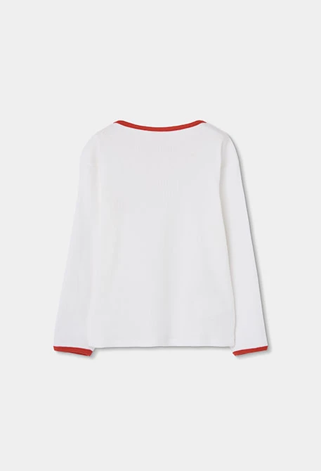 Pijama menina branco e azul estampado corações