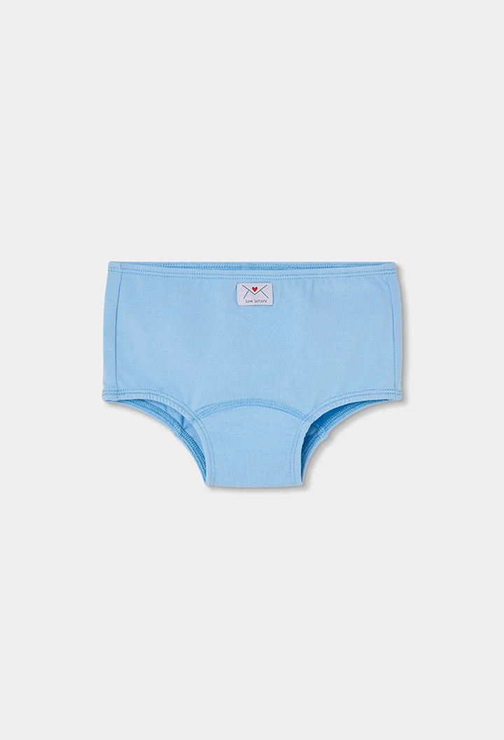 Pack 3 cuecas azul estampado corações menina
